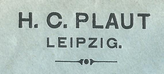 Briefumschlag vom " Bankhaus H. C. Plaut "  in Leipzig, - versandt am 27. September 1926 - Ausschnittvergrößerung Firmenname