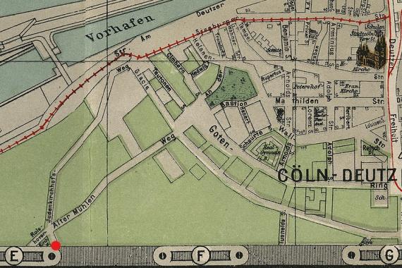 Old city map of Cologne.