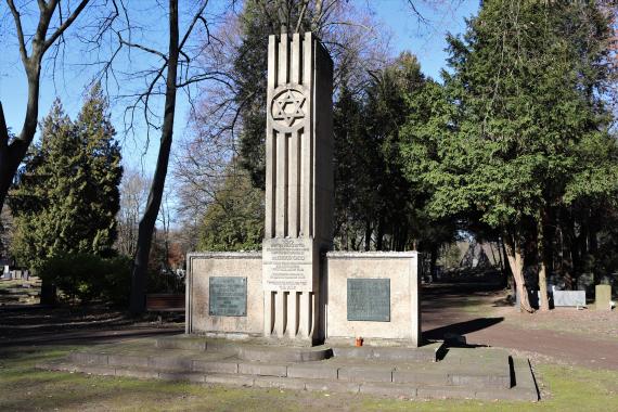 Large memorial with Star of David at the top.