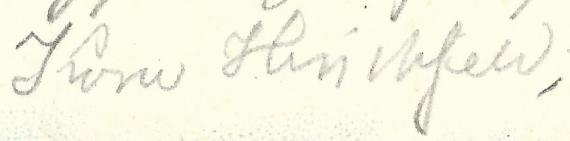Grußkarte - Kora Hirschfeld Sehr alte Ansichtskarte " Gruß aus Tegernsee " - versandt von Kora Hirschfeld u. a. an Herrn Wilhelm Borchardt in Berlin am 5. Juni 1899 - Ausschnittvergrößerung - Unterschrift Kora Hirschfeld