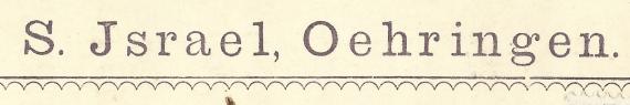 Geschäftspostkarte vom Spezialgeschäft in Schreinerartikeln, Holzbearbeitungsmaschinen S. Israel in Öhringen, - versandt am 20. Januar 1908  - Ausschnittvergrößerung Firmennamen