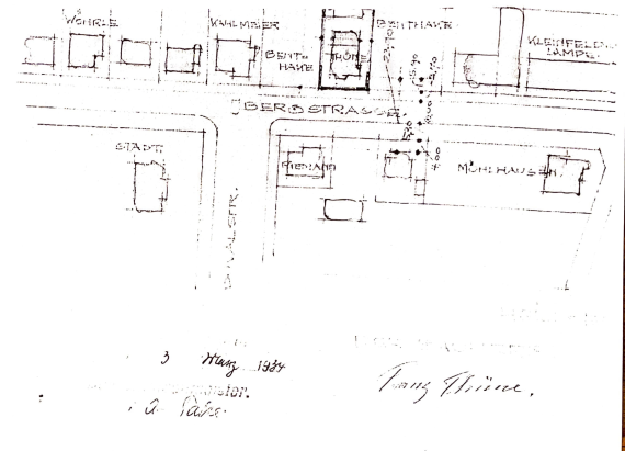 Road layout sketch and layout drawing of the Iberg road