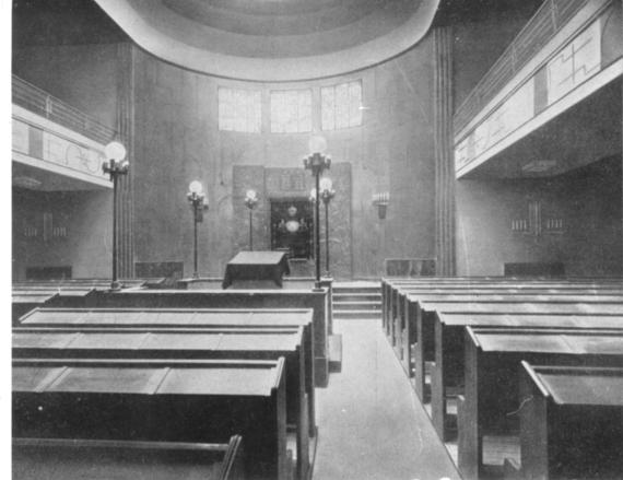 Interior of a synagogue in the style of New Objectivity