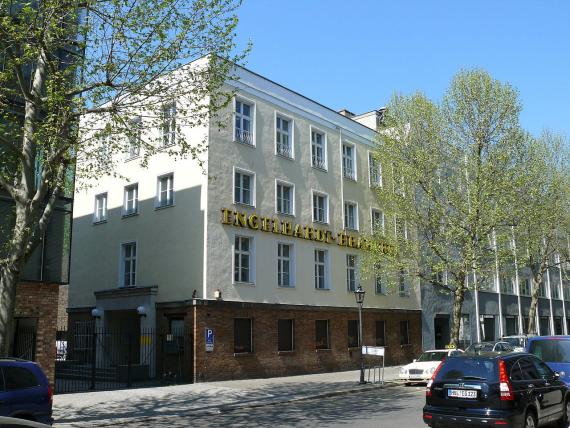 white, multi-storey brewery building of the Engelhardt brewery on Danckelmannstraße, Berlin-Charlottenburg