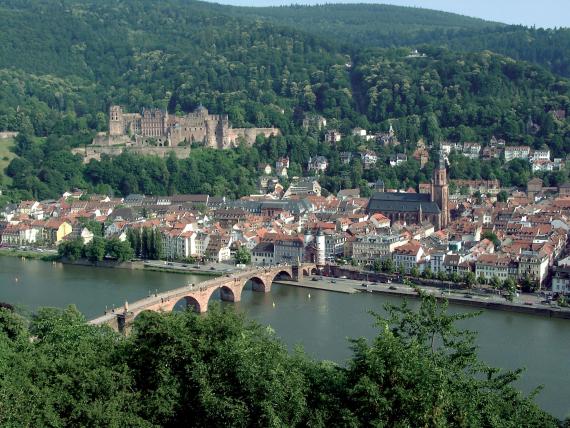 Foto der Stadt Heidelberg aus der Vogelperspektive.