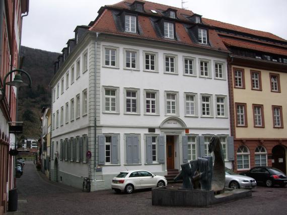 Building with artistic statue