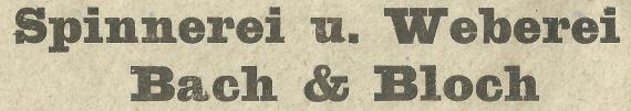 Envelope addressed to " Spinnerei und Weberei Bach & Bloch " Mulhouse i. Alsace - at present Augsburg - D252 - Prinzregentenstraße 1 - mailed on October 15, 1921 - detail enlargement company address