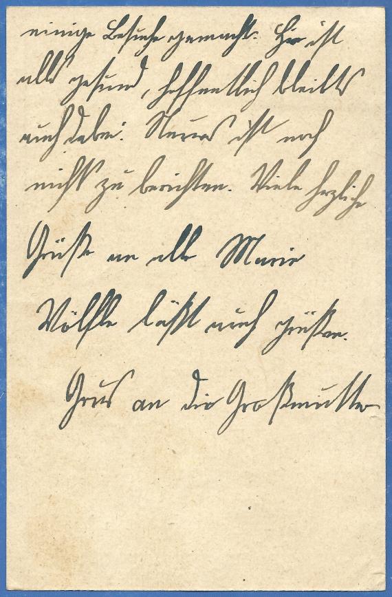 Postkarte - Arthur Lauinger Postkarte privater Art an Herrn Arthur Lauinger in Frankfurt am Main, Sophienstaße 18 - versandt am 19. September 1923 - Kartenrückseite