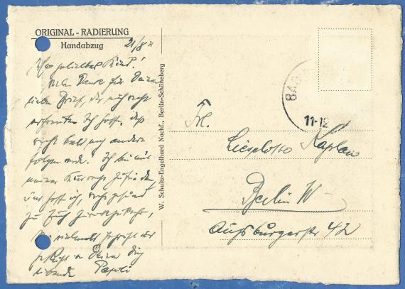 Ansichtkarte - Ruine Trimburg View card Bad Kissingen - Ruin Trimburg, sent on August 21, 1928 by Paul Kaplan from the spa to his daughter Liselotte - back of card