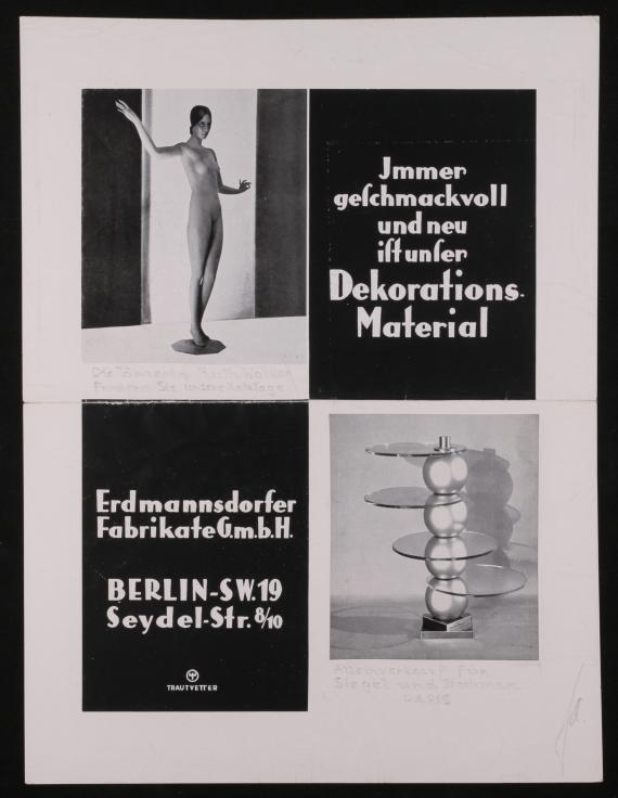Zeitschrifteninserat der Firma Erdmannsdorfer Fabrikate
