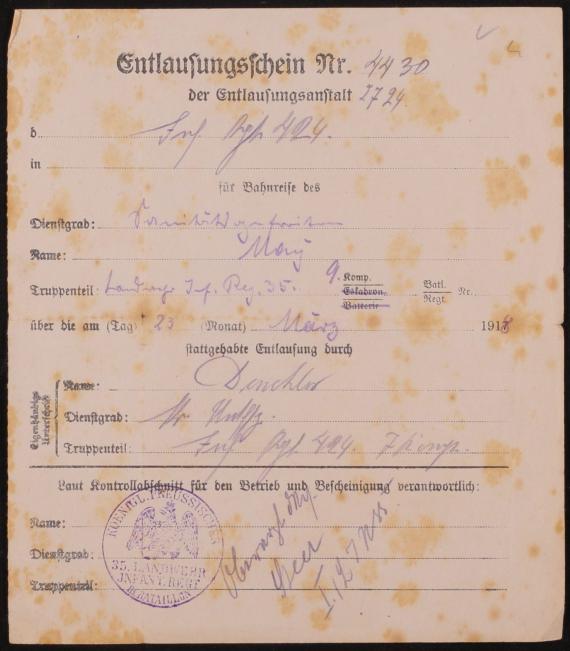 Discharge certificate for Ulrich May