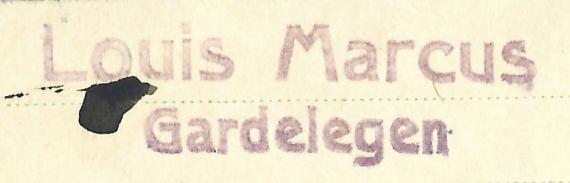 Postkarte - Louis Marcus Postkarte von Louis Marcus in Gardelegen, - versandt am 5. Juni 1936 - Ausschnittvergrößerung Absenderstempel