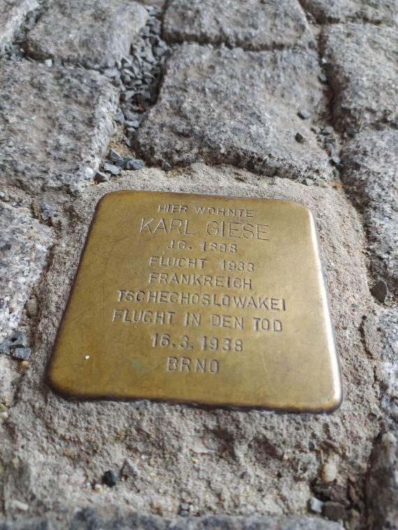 Stolperstein für Karl Giese, Partner von Magnus Hirschfeld