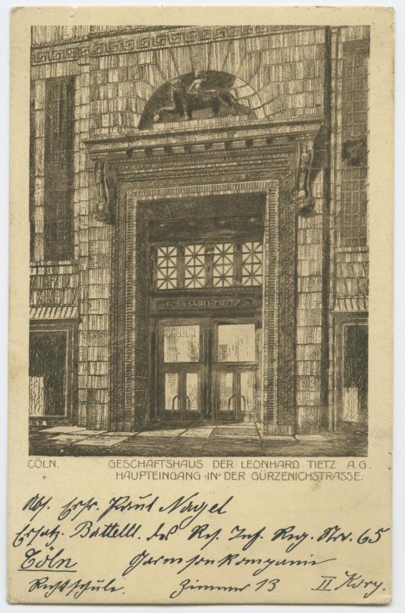 Historical drawing of the department store main portal