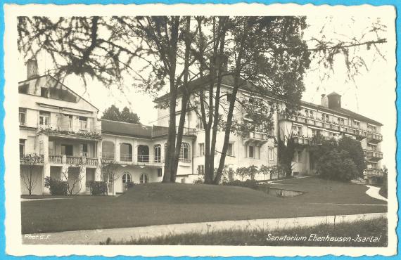 Old picture postcard with a view of the " Sanatorium Ebenhausen - Isartal " - sent on September 23, 1940