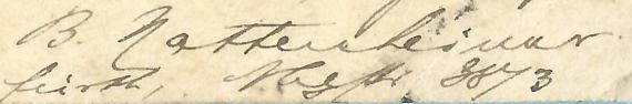 Postkarte - Bernhard Nattenheimer Postcard of business nature - written by Bernhard Nattenheimer on December 9, 1912 to J. Elkan Nachf. in Bleckede - detail enlargement signature Bernhard Nattenheimer