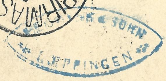 Postcard of business nature - receipt - from " Heumann & Sohn " in Göppingen, - mailed on September 7, 1882 - detail enlargement company postmark