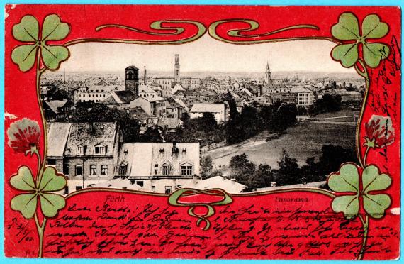 Historical picture postcard from Fürth - sent by Sigmund Fränkel to Chicago on May 31, 1900 - Map view page