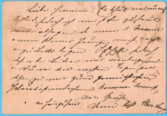Rohrpost-Karte - Hermine Rosenfeld - Frau Lewy Rohrpostkarte privater Art an Fräulein Hermine Rosenfeld - Frau Lewy, Kurfürstenstraße 166 - versandt am 7. März 1894 innerhalb Berlin´s - Kartenrückseite