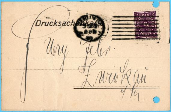 Postcard of business nature to " Gebrüder Ury, Zwickau / Sa. " - sent on December 5, 1922