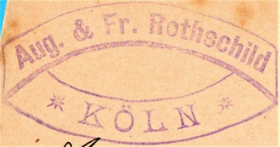 Postkarte geschäftlicher Art von " August & Fr. Rothschild, Köln " - versandt am 30.März 1889 - Ausschnittvergrößerung Absenderstempel