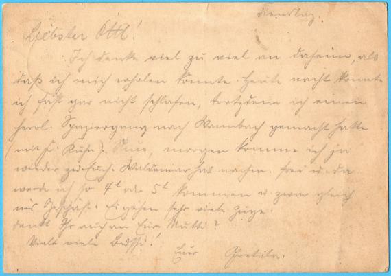 Postkarte - Otto Bregenzer Postkarte privater Art an Herrn Otto Bregenzer, Nürnberg, Fürtherstraße 85a - versandt am 9. März 1937 - Kartenrückseite