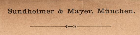 Verteter-Besuchsankündigungs-Karte von " Sundheimer & Mayer " - versandt am 23.November 1897 - Ausschnittvergrößerung Firmenname