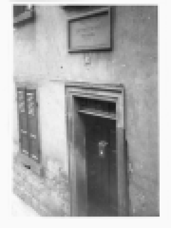 Door of the synagogue with inscription