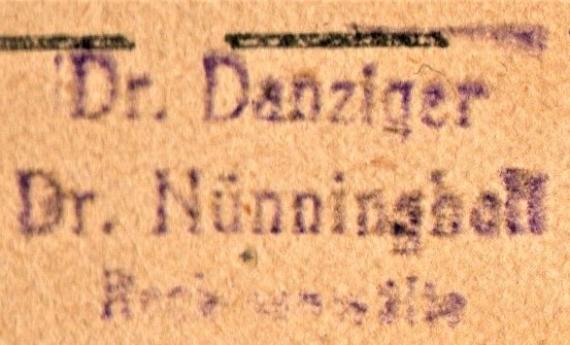 Postkarte - Dr. Danziger - Dr.Nünninghoff Postkarte geschäftlicher Art der " Rechtsanwälte Dr. Danziger - Dr. Nüninghoff, Berlin ", - versandt am 1.Oktober 1923 - Ausschnittvergrößerung Kanzleistempel