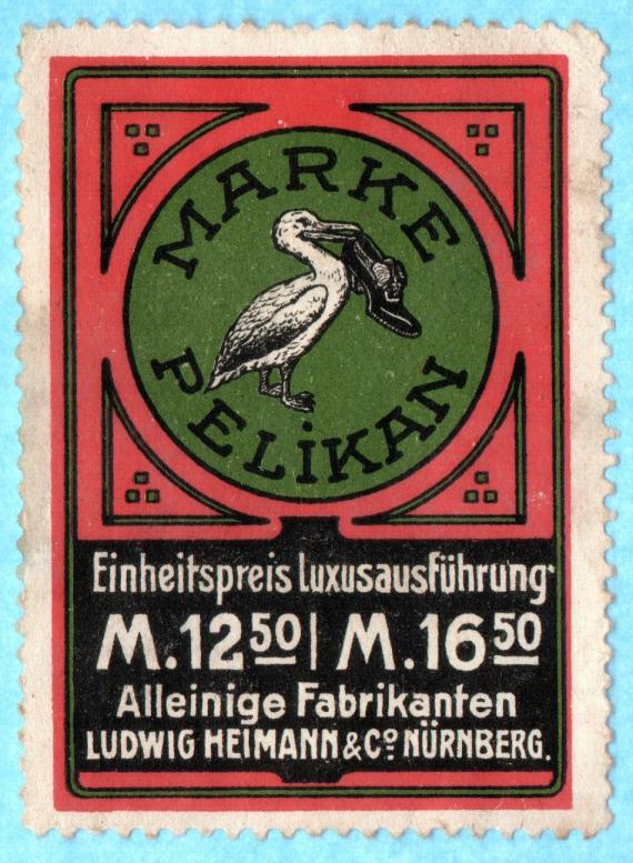 Werbemarke - Ludwig Heimann - Schuhe - Marke Pelikan - aus der Zeit zwischen 1900-1920