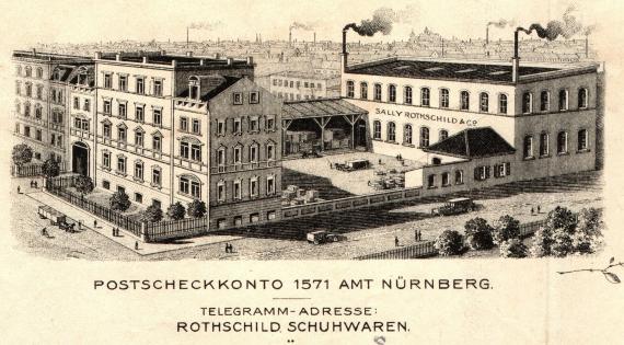 Rechnung " Sally Rothschild & Co, Nürnberg, Endterstraße 3 " vom 5. Oktober 1920 - Ausschnittvergrößerung Firmenansicht