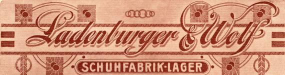 Business letter from " Ladenburger & Wolf, Schuhfabrik - Lager ", Karlsruhe - written on September 21, 1909 - detail enlargement company name