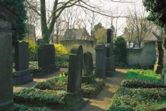 Blick zur Friedhofsmauer