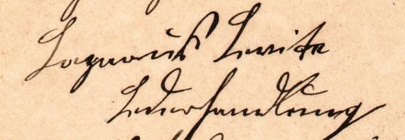 Postkarte von " Lazarus Levite, Lederhandlung " in Mönchsroth - versandt am 21. Juli 1899 - Ausschnittvergrößerung - persönliche Unterschrift