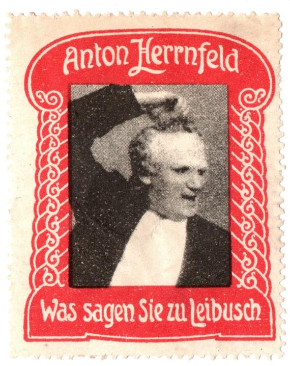 Werbemarke - Anton Herrnfeld - Was sagen Sie zu Leibusch