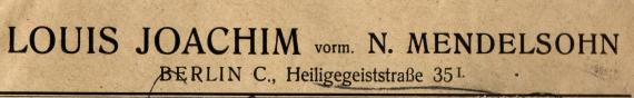 Geschäfts-Briefumschlag "  Louis Joachim vorm. N. Mendelsohn " , Berlin C., Heligegeiststraße 35 - versandt am 25. August 1926  -  Ausschnittvergrößerung Firmenadresse