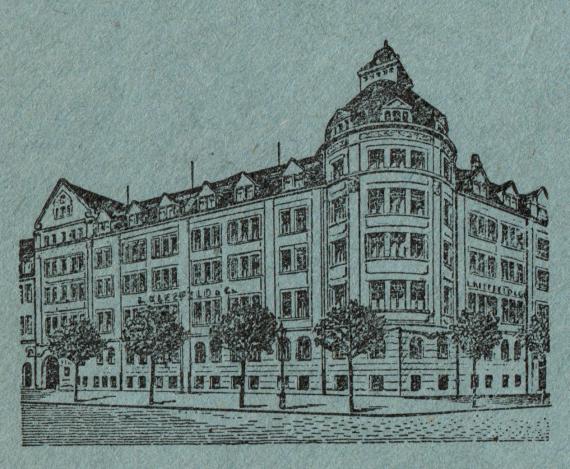 Geschäftsbriefumschlag der " Nürnberger Spielefabrik L. Kleefeld & Co.", Fürth ( Bayern). - versandt am 15. September 1927 - Ausschnittvergrößerung 
Haus-Ansicht