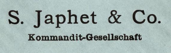 Briefumschlag an die Herren " S. Japhet & Co. - Kommandit-Gesellschaft " - Berlin W. 56. - versandt am 31. März 1923 - Ausschnittvergrößerung Geschäftsnamen