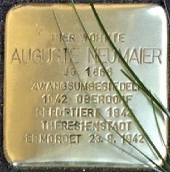 Stolperstein für Auguste Neumaier - in Lauchheim zuletzt wohnhaft in der Hauptstraße 39