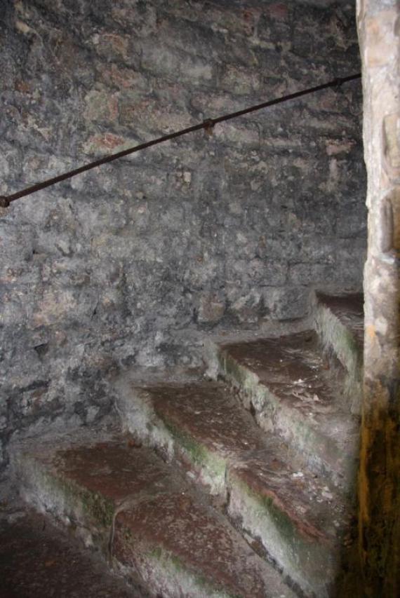 large brick steps in the mikvah