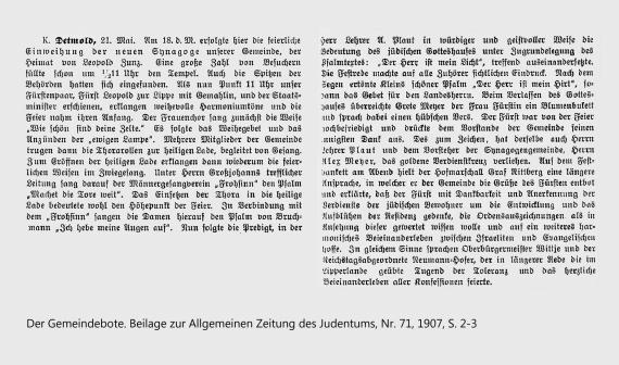 Einweihung Synagoge Detmold 1907
