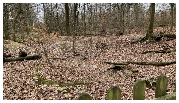 Relics of the excavation pits for "7 double makeshift homes