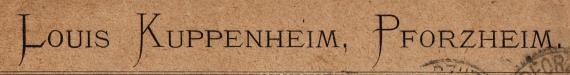 Briefumschlag - Louis Kuppenheim, Pforzheim - versandt am 21. Oktober 1903 nach Chicago - Ausschnittvergößerung Absenderangabe