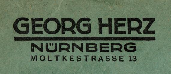 Briefumschlag von " Georg Herz, Moltkestraße 13, Nürnberg " - versandt am 26. Juli 1923 - Ausschnittvergrößerung Adresse 