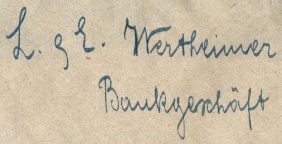 Envelope - to Messrs. " L. & E. Wertheimer, Bankgeschäft ", Frankfurt am Main - mailed December 15, 1922 - clipping address