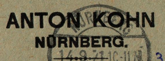 Briefumschlag - Anton Kohn Envelope " Anton Kohn Nuremberg " - Elektrizitäts-Aktiengesellschaft vormals Schuckert & Co. - mailed September 14, 1921 - clipping - name