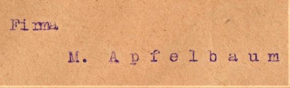 Envelope to " Firma M. Apfelbaum " in Fürth / Bay. - mailed on December 7, 1928 - cutout enlargement company name