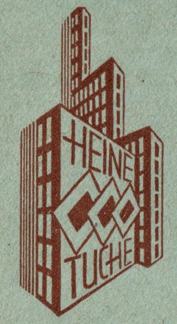 Briefumschlag " Gebrüder Heine - Berlin - Potsdamer Sraße 26 b " - versandt am 12. März 1935 - Ausschnittvergrößerung Firmenlogo
