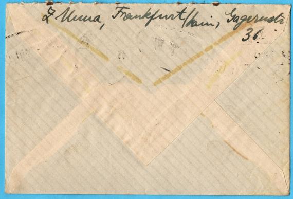 Envelope addressed to " Emma Dessau - Goitein ", Perugia, Monteluce 432, Italy - mailed 13 December 1926 - envelope - reverse side