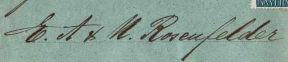 Briefumschlag " Firma  E., A. & N. Rosenfelder, München " - versandt am 29. 11. 1919  -  Ausschnittvergrößerung Firmennamen